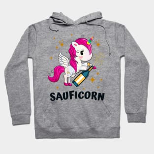 Sauficorn Lustiges Einhorn Sekt Party Frauen Hoodie